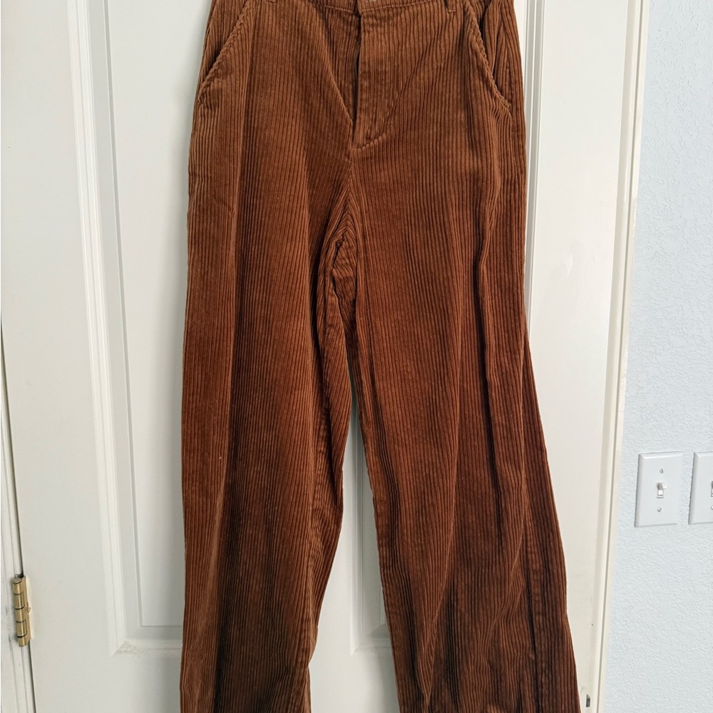 Forever 21 Wide Leg Corduroy Pants - Brown